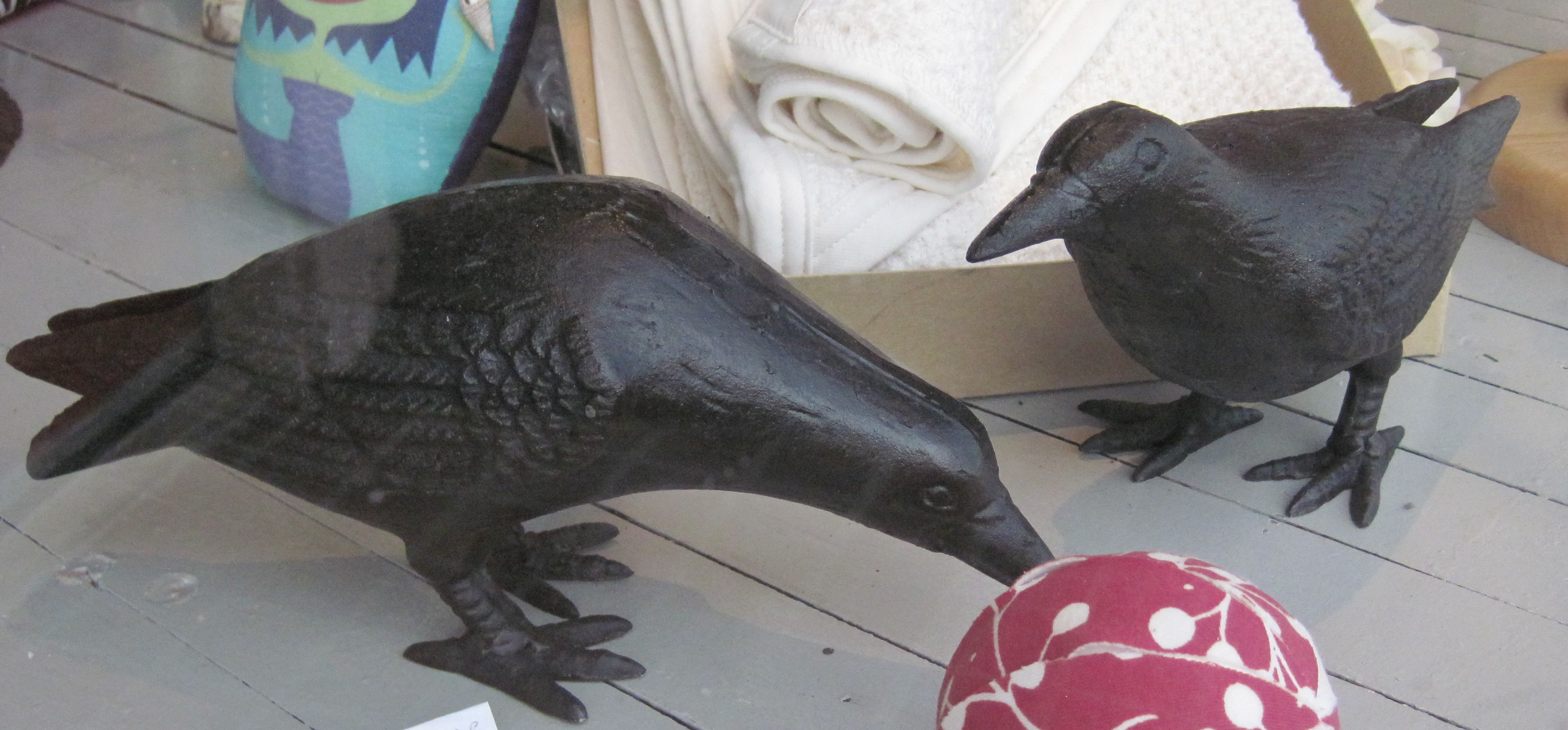 Crows in the window at Two Crows for Joy