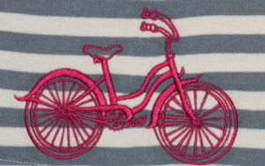 Pink bicycle embroidery